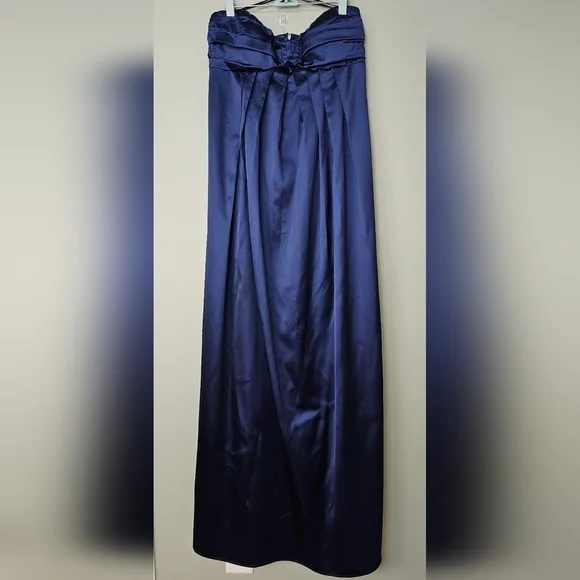 Lulus Memorable Entrance Dark Blue Strapless Satin Maxi Dress, Size XL - Picture 8 of 10